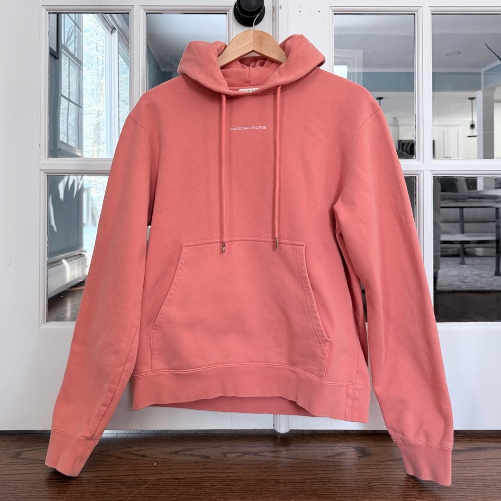 Sandro Paris 100% Cotton Hoodie Sweatshirt w/ Logo Embroidery | Size Medium